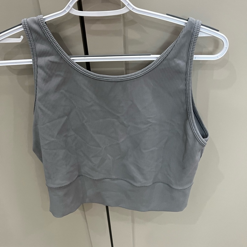 lululemon light blue/gray power pivot ribbed tank top size 16